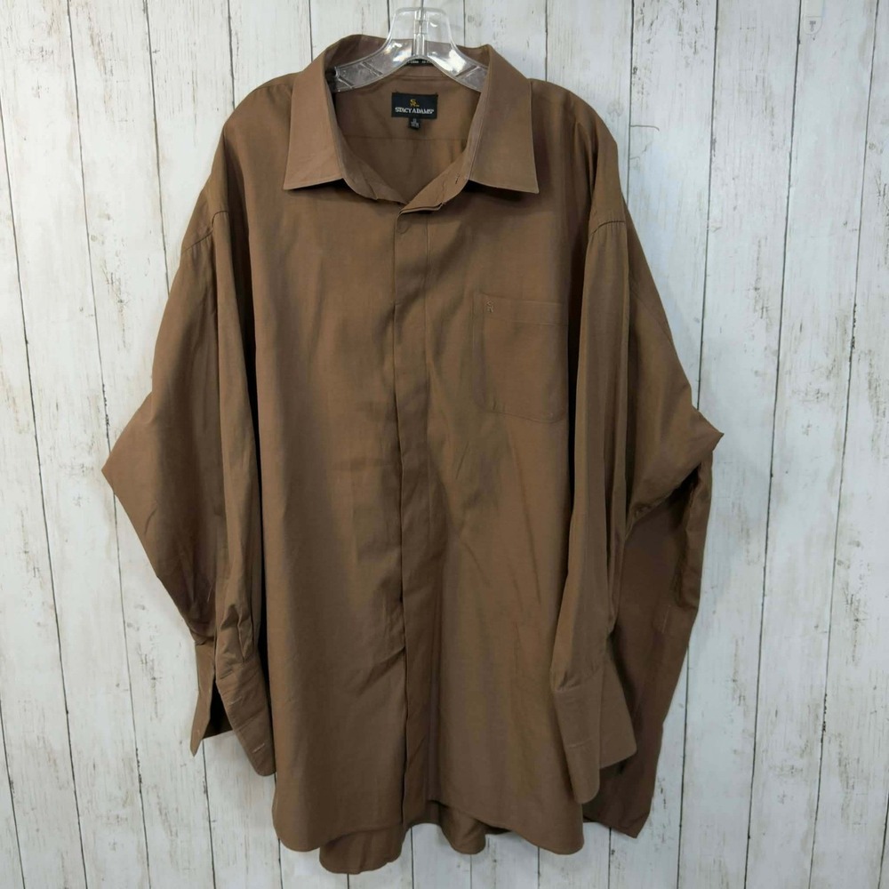 Stacy Adams Men's Brown Long Sleeve Button Down Dress Shirt Size 22 Neck